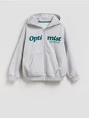 Bluzy dla chłopców - Reserved - Rozpinana bluza oversize - jasnoszary - miniaturka - grafika 1