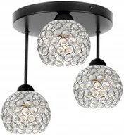 Lampy sufitowe - Lampa Sufitowa Wisząca Chrom Potrójna Żyrandol Plafon Glamour Kryształki - miniaturka - grafika 1
