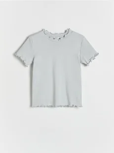 Reserved - T-shirt z ozdobnym wykończeniem - jasnoszary - Koszulki dla dziewczynek - miniaturka - grafika 1