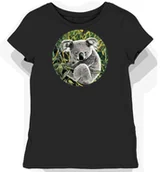 Koszulki i topy damskie - Koszulka damska czarna z nadrukiem szarego koali w zieleni XL - miniaturka - grafika 1