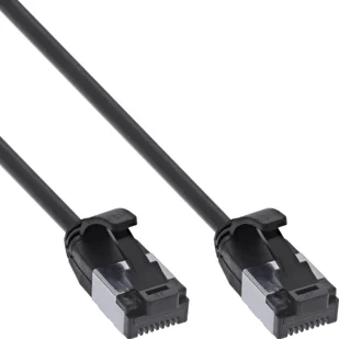 InLine InLine® Patch cable slim, U/FTP, Cat.8.1, TPE halogen-free, black 0.3m - Patchcordy - miniaturka - grafika 1