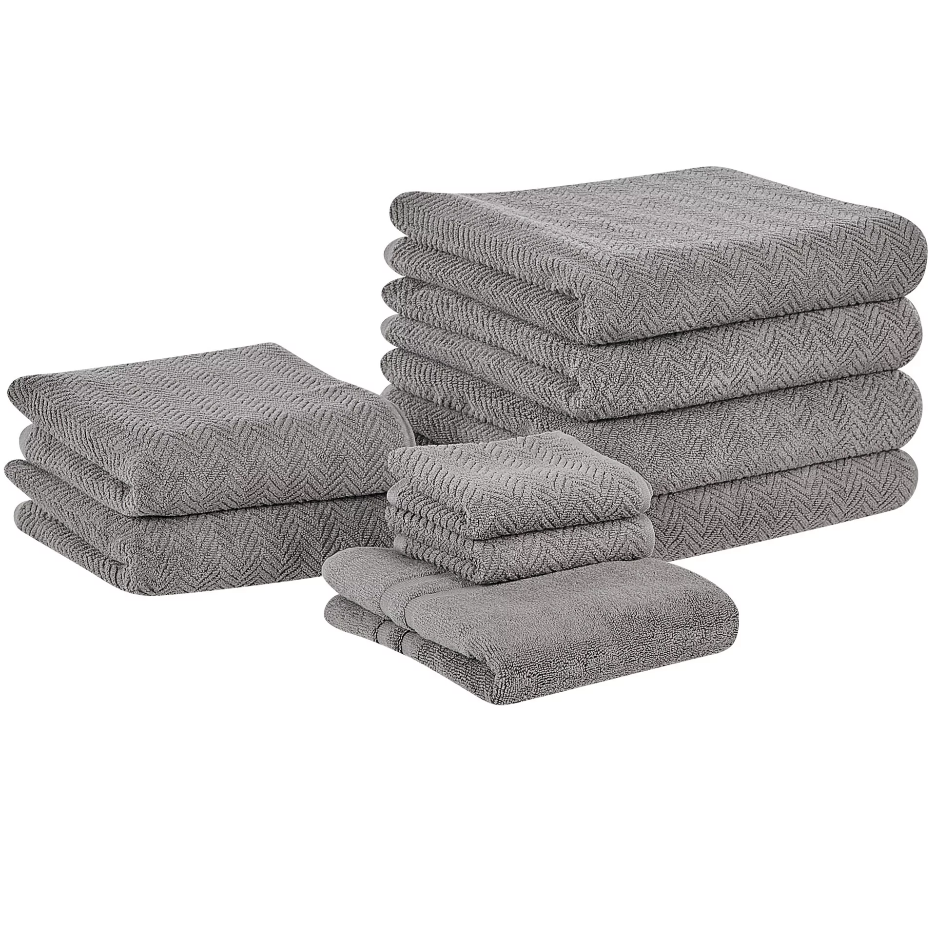Komplet 9 ręczników bawełnianych frotte szary MITIARO Lumarko