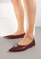 Baleriny - Bordowe Balerinki z Noskiem w Szpic i Elegancką Aplikacją Naliema - miniaturka - grafika 1