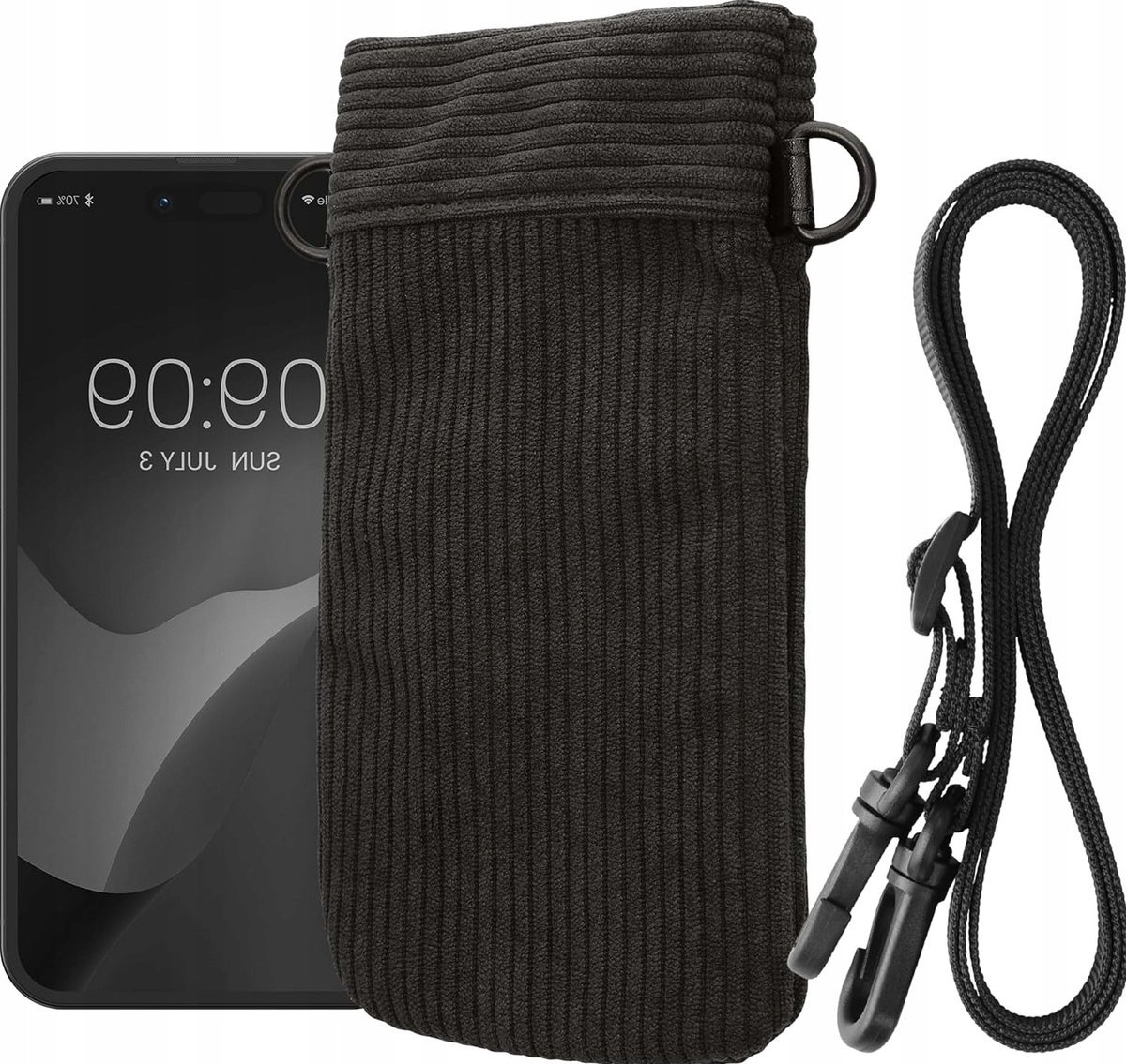 POKROWIEC NA TELEFON UNIWERSALNY SZTRUKSOWY ETUI SMYCZ 7 CALI CIEMNOSZARY