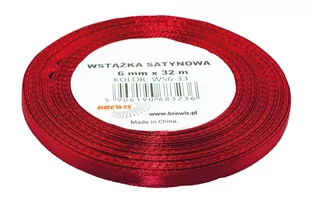 Brewis Wstążka dekoracyjna satynowa 6mmx32m ciemnoczerwona 33 - Pasmanteria - miniaturka - grafika 1