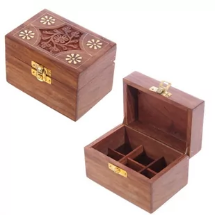 Szkatułka, pudełko na olejki zapachowe z drzewa Sheesham (6 buteleczek) - Aromaterapia - miniaturka - grafika 1