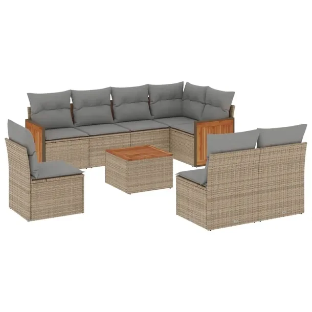 Zestaw wypoczynkowy modułowy 10-elementowy rattan PE beżowy 62 x 62 x 69