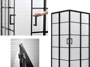 Szklana kabina prysznicowa 80x80 czarna 185 szkło hartowane - Kabiny prysznicowe Szklana kabina prysznicowa 80x80 czarna 185 szkło hartowane - Kabiny prysznicowe - miniaturka - grafika 1