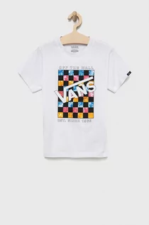 Koszulki dla dziewczynek - VANS t-shirt bawełniany dziecięcy kolor biały z nadrukiem - grafika 1