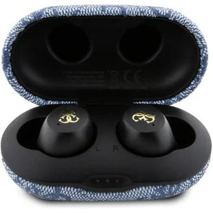 Guess słuchawki Bluetooth GUTWSP4EGB TWS + stacja dokująca ENC niebieski/blue 4G Metal - Słuchawki - miniaturka - grafika 1