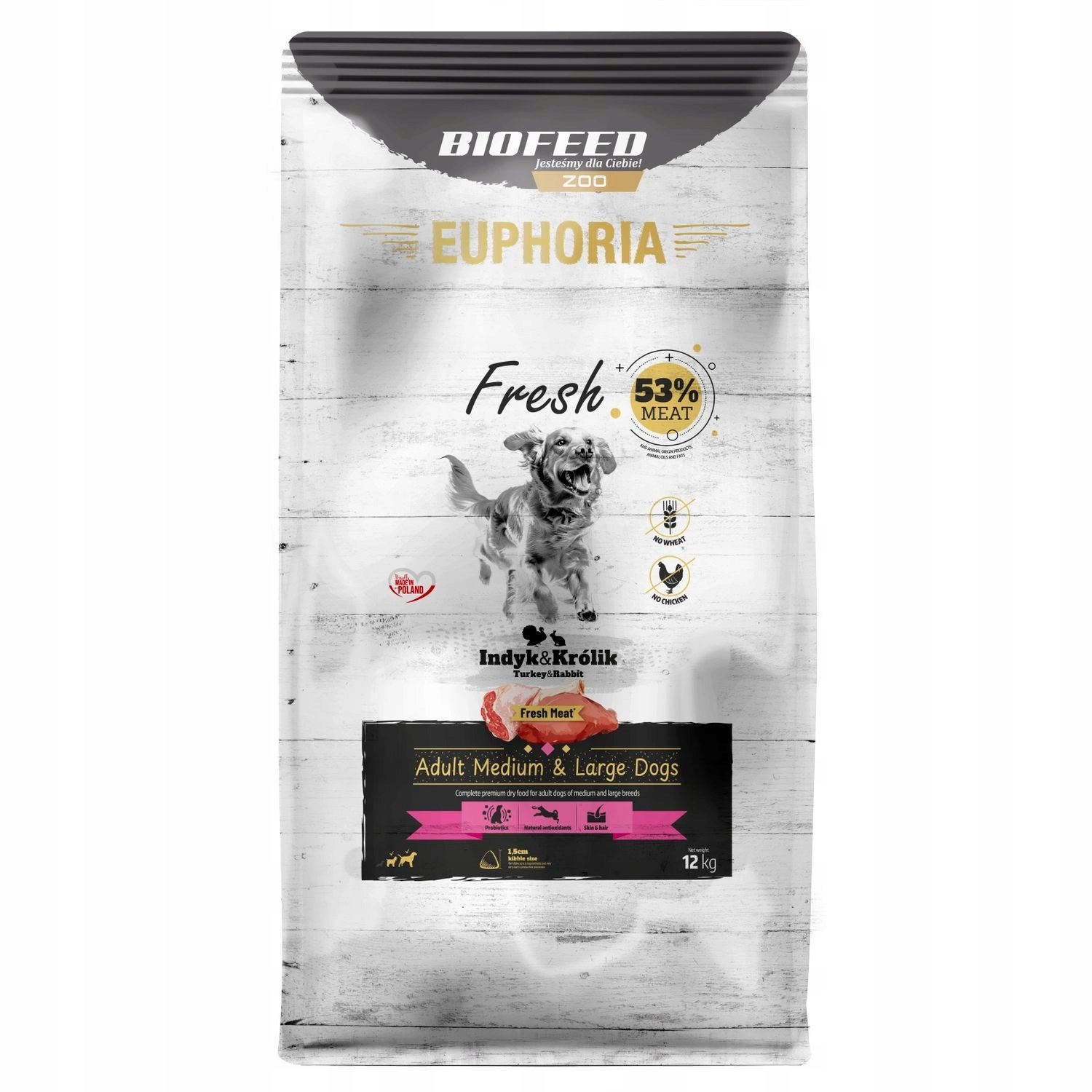 EUPHORIA Fresh Adult Medium & Large dogs Indyk z królikiem - sucha karma dla psa - 12kg