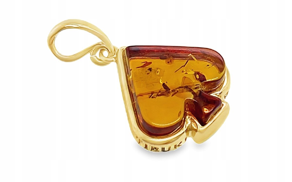 WISIOREK PIK srebrny pozłacany ZAWIESZKA Z BURSZTYNEM ZŁOTY