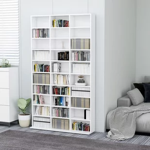 vidaXL Szafka na płyty CD, biała, 102x16x177,5 cm, płyta wiórowa vidaXL - Pudełka i akcesoria na płyty CD - miniaturka - grafika 1