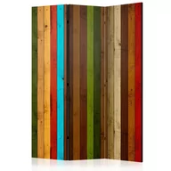 Parawany - Parawan 3-częściowy - Drewniana tęcza [Room Dividers] (rozmiar 135x172) - miniaturka - grafika 1