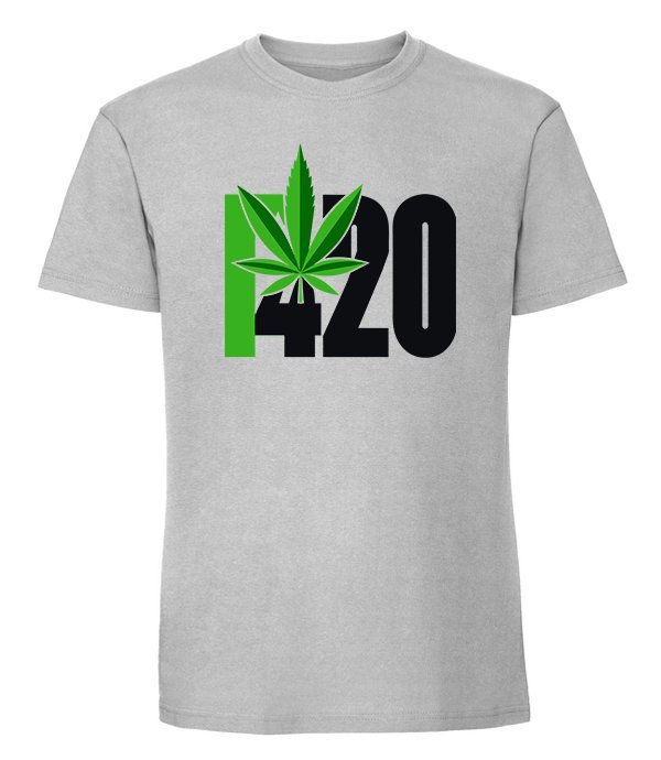 Męska koszulka z nadrukiem - 420 v2 - Pastelowy szary S