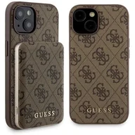 Etui i futerały do telefonów - Guess Zestaw do iPhone 15 + Powerbank 5000mAh MagSafe 4G Metal Logo Brązowy - miniaturka - grafika 1