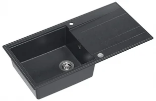 Quadron Zlewozmywak granitowy jednokomorowy 100x50x21,5 cm z ociekaczem EVAN 146 XL GRANITEQ BLACK DIAMOND ze stalowym odpływem - Zlewozmywaki - miniaturka - grafika 1