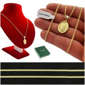 Biżuteria dla dzieci - PIĘKNY ZŁOTY ŁAŃCUSZEK + CUDOWNY MEDALIK MATKA BOSKA 925/585 14K +DEDYKACJA - miniaturka - grafika 1