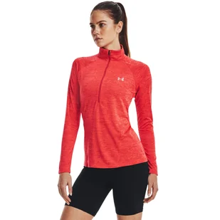 Damska bluza treningowa nierozpinana bez kaptura UNDER ARMOUR Tech 1/2 Zip - Twist - czerwona - Bluzy sportowe damskie - miniaturka - grafika 1