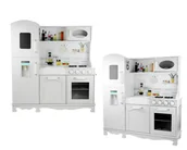 Zabawki AGD - COIL Kuchnia dla dzieci drewniana + akcesoria duża zestaw garnki kran biała - miniaturka - grafika 1