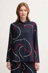 Tommy Hilfiger koszula damska kolor granatowy relaxed z kołnierzykiem klasycznym WW0WW44045 - Koszule damskie - miniaturka - grafika 1