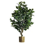Sztuczne drzewka - Leaf Sztuczne drzewo doniczkowe, mieszane materiały, 100 cm Bush Ficus Gold - miniaturka - grafika 1