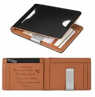 Portfele - Smart portfel skórzany z grawerem w kolorze czarno-brązowym dla niego chłopaka męża na walentynki rocznicę - miniaturka - grafika 1