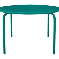 Stoły ogrodowe - Stół ogrodowy okrągły śr. 110 cm z metalu - Błękit morski - MIRMANDE marki MYLIA - miniaturka - grafika 1