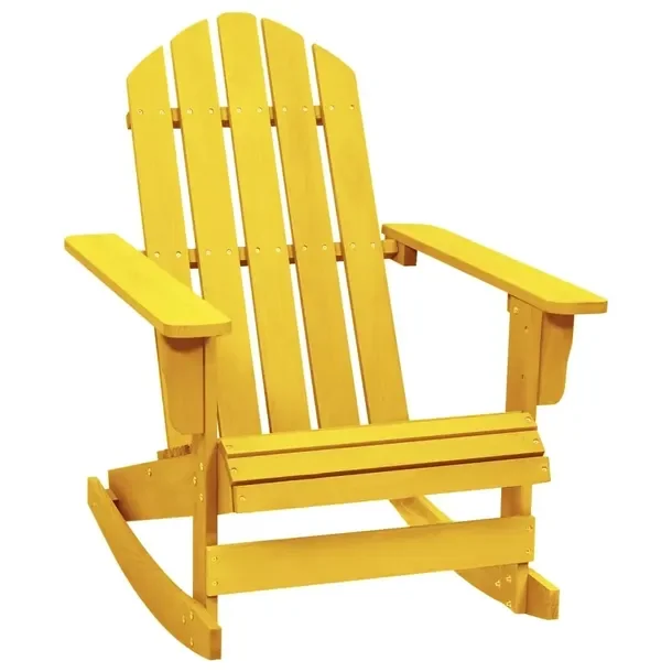 Bujany Fotel Ogrodowy Adirondack z Drewna Jodłowego, Żółty, 70x91,5x92