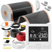 Ogrzewanie podłogowe - Folia grzewcza na podczerwień MISSION AIR Black Silver PTC 160W/m2 28m² szer. 50cm + regulator Taurus Biały - miniaturka - grafika 1