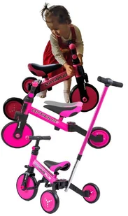 ROWEREK BIEGOWY 4w1 trójkołowy rower dla 1 2 3 latka lat Milly Mally Rowerek 4w1 Różowy pink - Rowerki biegowe - miniaturka - grafika 1