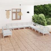 Meble ogrodowe - vidaXL 11-cz zestaw wypoczynkowy do ogrodu biały drewno sosnowe 3083205 - miniaturka - grafika 1