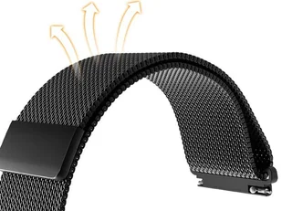 Bransoleta Milanese pasek Alogy stal nierdzewna do smartwatcha 22mm Czarny - Akcesoria do smartwatchy - miniaturka - grafika 7