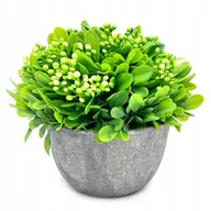 Sztuczne kwiaty - Sztuczna roślina w doniczce bukszpan kulisty zielony szara doniczka - miniaturka - grafika 1