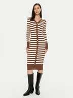 Sukienki - Fracomina Sukienka dzianinowa FS24WD5003K459N8 Brązowy Slim Fit - miniaturka - grafika 1