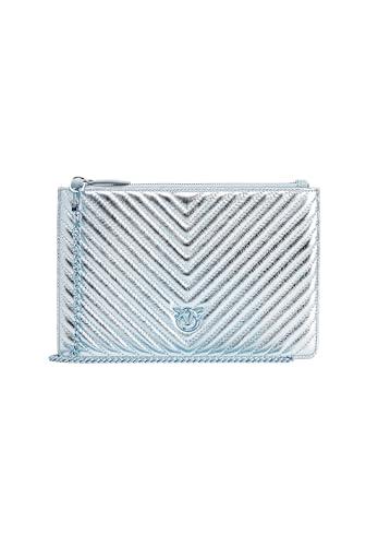 Pinko Damska płaska klasyczna metalowa owcza torba nappa Chevron, E68b_bruma szary blok kolor, E68b_Bruma szary blok kolorowy