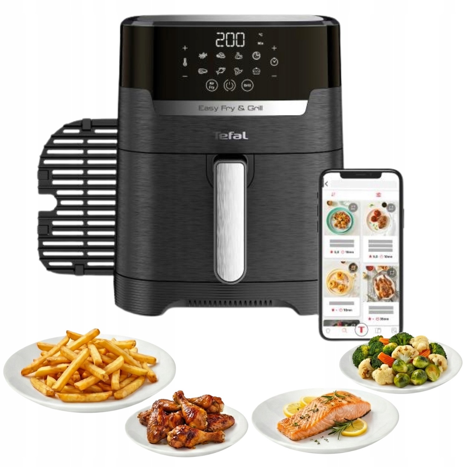 Frytkownica Beztłuszczowa Airfryer Grill Tefal 1550W Kratka Do Grillowania