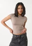 Koszulki i topy damskie - Stradivarius Koszulka z odkrytymi plecami Brązowy XXS - miniaturka - grafika 1