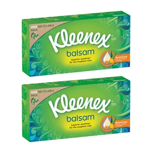 Kleenex, Chusteczki higieniczne Balsam Box, 2x64 szt. - Apteczki i materiały opatrunkowe - miniaturka - grafika 1