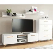 Komplety wypoczynkowe - Biały skandynawski zestaw mebli pod telwizor do pokoju RTV E5-G03 - miniaturka - grafika 1