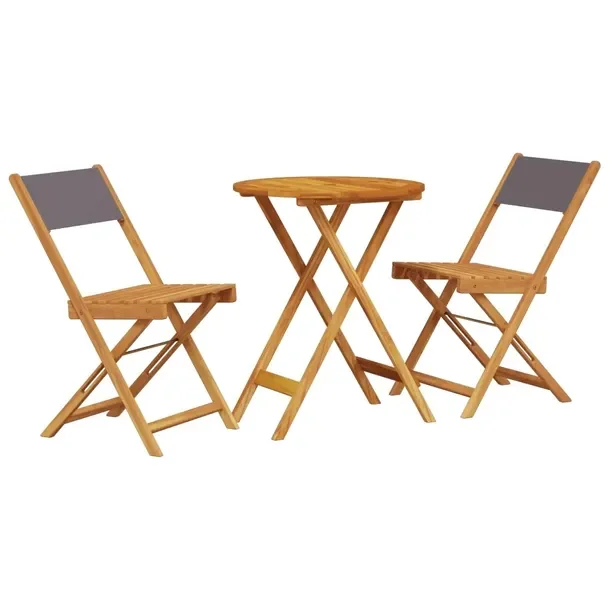 Zestaw mebli bistro z litego drewna akacjowego, antracytowy, stół 60x75 c
