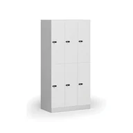 Szafki biurowe - Szafka ubraniowa ze schowkami, 6 schowków, 1850 x 900 x 500 mm, zamek mechaniczny z kodem, drzwi laminowane, biała - miniaturka - grafika 1