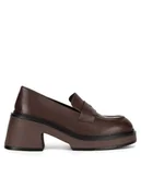 Mokasyny damskie - Gino Rossi Mokasyny DOROTA-01W1-001 Brązowy - miniaturka - grafika 1