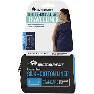 Sea To Summit Silk Travel Liner Traveller + Cotton (with Pillow Insert) Wymiary 225 x 92 cm Navy Blue 312-Navy Blue - Śpiwory - miniaturka - grafika 1