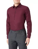 Koszule męskie - Seidensticker Męska koszula biznesowa o kroju slim fit, bez prasowania, z długim rękawem, bawełna, bordowy, 38 - miniaturka - grafika 1