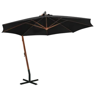 Parasol ogrodowy wiszący, jodłowy słupek, czarny, 3,5x2,9 m - Parasole ogrodowe - miniaturka - grafika 1
