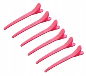 Pozostałe akcesoria fryzjerskie - Profesjonalne klamry fryzjerskie klipsy żabki do włosów różowe 6 sztuk - miniaturka - grafika 1