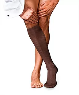 FALKE Mężczyźni Podkolanówki No. 2 M KH Najlepszy Kaszmir długie jednokolorowe 1 Para, Brązowy (Teak Melange 5456), 43-44 - Skarpetki męskie - miniaturka - grafika 1