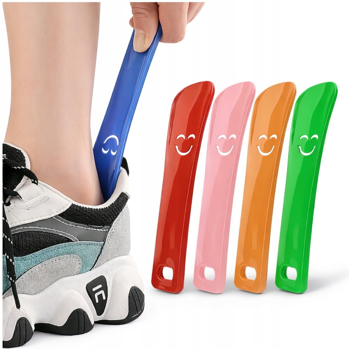 ŁYŻKA DO BUTÓW OBUWIA LEKKA MAŁA PLASTIKOWA HACZYK MOCNA PODRĘCZNA 15cm MIX