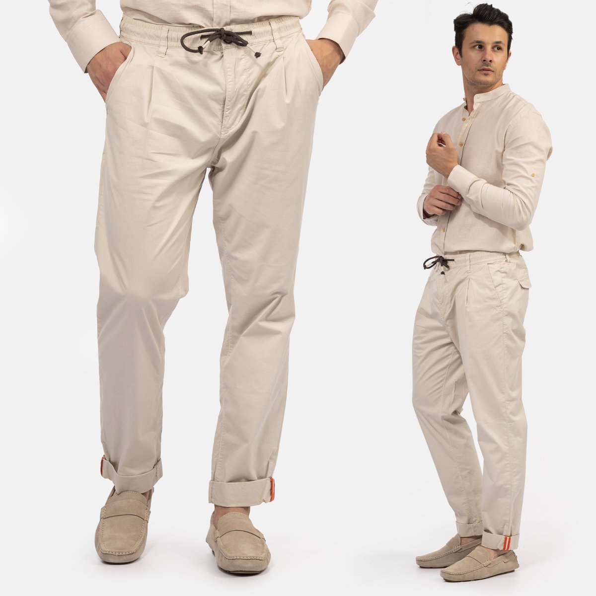 Spodnie Męskie Pepe Jeans Relaxed Proste Cienkie Bawełniane Beżowe Beżowy 28